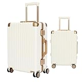 Meoky Hartschalenkoffer Erweiterbares Radgepäck Geringes Gewicht Langlebig Hohe Kapazität mit Doppelspinnerrädern,Weiß,24in