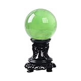 Natürliche Grüne Fluoritkugel, Grüne Kristallkugel Ornamente mit Kugelständer, Edelstein Wahrsagerkugel, Reiki Kristall Heilstein Meditation Feng Shui Hexen Wicca Dekoration,70mm