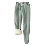 Sporthosen Damen Winter Jogginghosen Gefüttert Warme, Fleece Trainingshose Große Größe Verdickte Jogger Hose, Elastische Sweatpants Loose Fit Winterhose | Traininghose Mit Tasche Einfarbig Sweathose