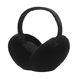 VUCDXOP Damen Winter Ohrenwärmer, Winter Ohrenschützer Abnehmbar Waschbar Plüsch Ohrenschützer warme Kabelstrick-Pelz-Ohrschützer, Outdoor Ohrenmuscheln, Wärme Faltbare Ohrwärmer Earmuffs, Schwarz