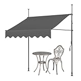 PQXQZ Balkon Markise, Einziehbare Markisen, wasserdichte Markisen für Fenster und Türen, Gartenmarkisen, Höhenverstellbar (Color : Gray-A, Size : 250cm/98in)