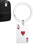 Kartenschlüsselanhänger, Spielkarten, Schlüsselanhänger, Poker-Schlüsselanhänger, Metall, kreative Schlüsselanhänger, roter Pik, Taschenanhänger für Rucksack, Handtasche, Geldbörse, rot, Refer to