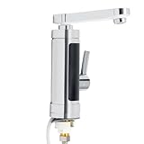 Durchlauferhitzer Elektrischer Schnellheizungswasserhahn Edelstahl-elektrohahn mit LED-Temperaturanzeige 360° Drehbarer Kleindurchlauferhitzer für Küche, Garten, Bad, Wohnwagen