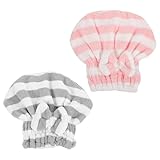 DECHOUS 2 Stück Mikrofaser Haarturban Turban Haartrockentuch Doppellagig Saugfähige Trockenhaube für Nasses Haar Schnell Trocknend Polyestermaterial Damen Haarwickel für Bad Reisen