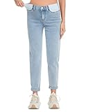 FABRACK Damen Umstandsjeans Unter dem Bauch Dehnbare Boyfriend Jeans Bequeme Schwangerschaft Denim Hose mit Elastikeinsatz, Hell, blau, S