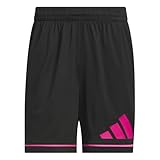 adidas Herren Basketball Badge of Sport Short, Black/Shock Pink, XXL