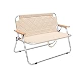 Übergroßer Camping-Klappstuhl für 2, tragbarer Gartensessel mit breiter Sitzfläche, ideal für Terrasse, Strand, Wandern, Freizeit drinnen und draußen (Beige)