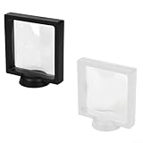 Besttoolifes 3D-Rahmen mit schwebendem Effekt, 110 x 110 mm, transparente Kunststoff-Hängebox für Medaillen, Briefmarken, Schmuck, Casino Ch, Schwarz