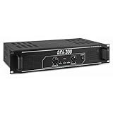 SkyTec SPL300 PA Verstärker Endstufe 300 Watt, mit 3-Band-Equalizer, 3 Kanal Input, Chinch, AUX, ideal für kleine DJ Boxen, Clubs, Bars und Gastronomie, Schwarz