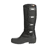 RL24 - Kinder & Damen Thermostiefel Classic schwarz | wasserdichte Winterstiefel | mit Klettverschlüssen für verstellbare Wadenbreite | gefütterte Schneestiefel | Reitstiefel in Größe 37