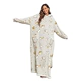 Sacebeleu Kuscheldecke mit Ärmeln,Oversized Weich Decke Hoodie Sweatshirt,Sherpa Kapuzenpullover für DamenHerren,Flauschige Flanell TV-Decke mit Ärmel,Tragbar Ganzkörperdecke,Grau Katze