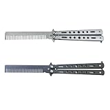 IKOPFLN Faltbarer Schmetterlingskamm aus Edelstahl, tragbar, korrosionsbeständig, drehbar, handlich für Frisuren unterwegs, vielseitig einsetzbar als Geschenk