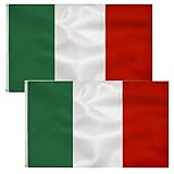 2pack Italian Flag Bandiera italiana 90 x 150 cm- Italienische Flagge Polyester leuchtenden Farben mit Messing-Ösen