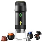 Tragbare Espressomaschine, 3-in-1 Mini Kaffeemaschine mit Akku, Camping Kaffeemaschine für gemahlenen Kaffee NS-Kapseln, Reisekaffeemaschine für Camping Reisen Auto, Schnelles Selbsterhitzung