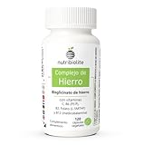 Eisenbisglycinat-Supplement mit Vitamin C, B2, B6, B12 und Folat | Müdigkeit und Erschöpfung – Hohe Absorption und sanft zum Magen. Ohne Zusatzstoffe. Vegan. 4 Monate | Nutribiolite Eisen-Komplex