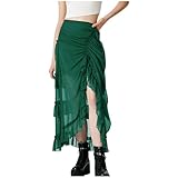 Punk Hüftrock Spitze Steampunk Viktorianische Röcke Wickelkleid Gothic Rock Damen Karnevalsrock Mittelalter Cocktailkleid Spitzenkleid für Cosplay Halloween Fasching