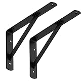 SOTECH 2er Set Regalkonsolen (250 x 150 x 30 mm, schwarz, pulverbeschichtet), Wandkonsole mit Querstrebe zur Stabilisierung