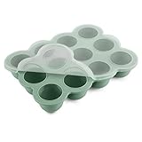 Aufbewahrung von Babynahrung aus Silikon, 12 x 45ml Babynahrung Einfrieren Behälte aus mit Silikon Deckel,BPA-frei,Perfekt für Hausgemachte Babynahrung, Gemüse, Eiswürfeln,Fruchtpüree und Muttermilch