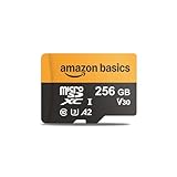 Amazon Basics Micro SD - Karte mit Lese-Adapter, 256 GB, schnelle Geschwindigkeit bis zu 200 MB/s, Schwarz, 1 Stück