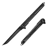 BEEK Tanto Klappmesser Slim, Schwarz Taschenmesser mit Clip, EDC Messer, Outdoor Messer für Camping, Geschenke für Männer