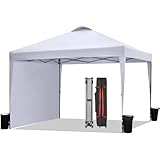 BONTEC Pavillon 3x3m mit 1 Seitenwand, wasserdicht und stabil, Winterfest, mit 50+ UPF Schutz, einfachem Aufbau, höhenverstellbar, tragbar mit Rolltasche – ideal für Outdoor-Events