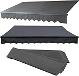 Ausziehbarer Ersatzstoff für Terrassenmarkise, UV-Schutz, Sonnenschutz, Überdachung für Türen, Fenster, Höfe, Decks, Balkone, Dunkelgrau, 2 x 1,5 m, Polyester