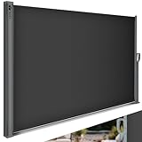 tillvex® Seitenmarkise 200 x 400 cm ausziehbar & Blickdicht | Sichtschutz für Balkon, Garten & Terrasse | Seitenrollo mit Wandhalterung | Sonnenschutz aus rostfreiem Stahl | Markise Windschutz