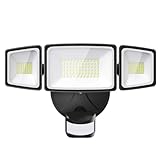 Onforu LED Strahler mit Bewegungsmelder Außen 55W, 5000 LM LED Fluter, Außenstrahler mit verstellbaren 3 Köpfe, 6500 K Kaltweiß Scheinwerfer, IP65 Wasserdicht Flutlicht für Garage, Garten, Hof