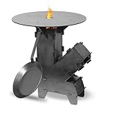 Czaja® Raketenofen inkl. Grillplatte und Eisen Bratpfanne Rocket Stove Stecksystem aus massivem 3 mm dickem Stahl Feuerschale BBQ Rakete Holzofen Camping Campingkocher Campinggrill Made in Germany