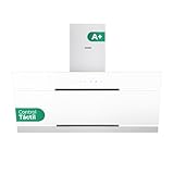 Svan Campana Extractora Inclinada 90cm Cristal blanco SVCC1960B. Potencia 600m3/h, Tiro Doble, 3 Velocidades, Control Táctil, Filtro apto para Lavavajillas.