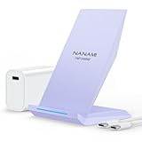 Fast Wireless Charger, NANAMI Qi kabelloses Ladegerät (mit USB C ladegerät 20W PD Adapter) für Apple iPhone 15 14 13 12 Pro Max Xr Xs, 10W Induktive Ladestation für Samsung Galaxy S24 S23 S22 S21 S20