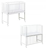 Dedstore-Baby Babybett mit Matratze 90x40 cm Höhenverstellbar - Komplett Set - Beistellbett Weiß - Baby Bett - Kinderbett - Baby Bed