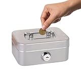 Geldkassette Aus Stahl,Geldkassette Klein,Geldkassette Mit Schlitz,Geldkassette Abschließbar Klein,Tresor,Spardose Mit Schlüssel,Spardose Mit Schloss,11,5 Cm Breit,Trinkgeldkasse (Grau)