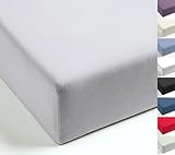 MISTRAL HOME Spannbettlaken Perkal Uni Bettlaken Laken Ägyptische Baumwolle 90x190-100x200 / 140-160x200 / 180-200x200 cm, Farbe:Light Grey, Größe:100x200cm