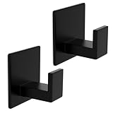 VINHOLD Selbstklebende Duschhaken, Handtuchhaken zum Aufhängen von Bademantel, Mantel, Hut, Luffa, robuste Wandhaken zum Aufkleben auf Badezimmer, Küche und Büro (2 Stück, schwarz)