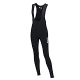Airtracks Herren Winter Thermo Fahrradhose Lang mit Trägern Pro Trägerhose Fahrrad Hose Radhose Radlerhose Gepolstert Warm - schwarz - XL