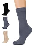 3 Paar Seamless Damen Bambussocken, Gr. 39-42, Bambus/Schwarz-Grau-Beige, Einheitsgröße