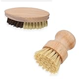 Gemüsebürste Holz, 2 Stück Pilzbürste Handflächenbürste aus Buchenholz, Topfbürste Spülbürste Champignonbürste Kartoffelbürste für Küche Spüle