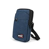 AfitLulu 7-Zoll Umhängetasche Herren Klein 3-Lagen Taschen Handytasche zum Umhängen Herren, Handy Umhängetasche Herren mit Abnehmbaren und Verstellbaren Schultergurten für Wandern Sport (Blau)