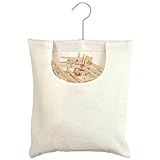 ElevaPulse Leinen Wäscheklammerbeutel, für bis zu 100 Wäscheklammern, Wäscheklammern Korb mit Aufhängehaken für den Heimgebrauch, Klammerbeutel für Wäscheklammern, zum Aufhängen, Wiederverwendbar