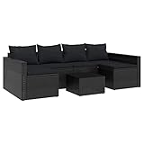 Willood Gartenmöbel Set 2-TLG. Garten-Lounge-Set mit Kissen Sitzgruppe für Garten Terrasse Schwarz Poly Rattan