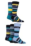 Farah Herren Plain, Streifend und Gemustert Jeden Tag Bambus Socken Packung 5 (DE/NL/SE/PL, Numerisch, 39, 45, Regular, Regular, Gestreift Dunkelblau/Gelb/Blaugrün)