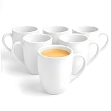 Glasmark KROSNO 1992 Tasse Becher Keramik Set 6 Stück 300 ml Kaffeetasse Kaffeebecher Trinkbecher Teetassen Spülmaschinenfest Weiß Bruno