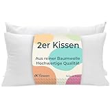 Flowen Kopfkissen 40x80 cm Kissen für Bett 40 x 80 2er Set Bettkissen Hypoallergene Anti-Milben Weiche Kissenfüllung mit Weicher Gesteppter Kopfkissenbezug Abnehmbarem und Waschbaren Schlafkissen