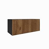 MEBLINI TV-Schrank 100cm Lang - Fernsehschrank - TV Lowboard Industrial - Unterschrank für Fernseher - TV-Unterschrank - TV-Schrank - Hängeschrank - KLARO - 100x40x41cm - Schwarz Matt/Catania Eiche