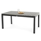 di volio Gartentisch Drena - mit Verstellbarer Beinhöhe, 160x210 cm, Gartentisch - wetterfest & ausziehbar, aus Aluminium, Holzoptik (Grau)