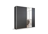 Rauch Möbel Kronach Schrank Schwebetürenschrank, 2-türig, Grau metallic, Schwarz, mit 1 Spiegel, inkl. Zubehörpaket Basic 2 Kleiderstangen 2 Einlegeböden, BxHxT 218x210x59 cm