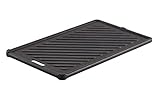 RÖSLE Grillplatte VIDERO G2-P, Hochwertige Grillplatte aus Gusseisen für Fleisch und kleine Grillstücke, Grillbranding, Platte beidseitig verwendbar, Schwarz, 32 x 19 x 1.4 cm