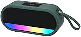 Dyurwa Tragbarer leistungsstarker Bluetooth-Lautsprecher mit 3 Sound-Effekten Stereo HiFi Bass, Bluetooth-Lautsprecher TWS 10H Laufzeit, mit RGB-Licht, Grün