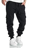 Amaci&Sons Herren Cargo Jogginghose Sporthose Sweatpants Jogger Trainingshose 2016 Schwarz M